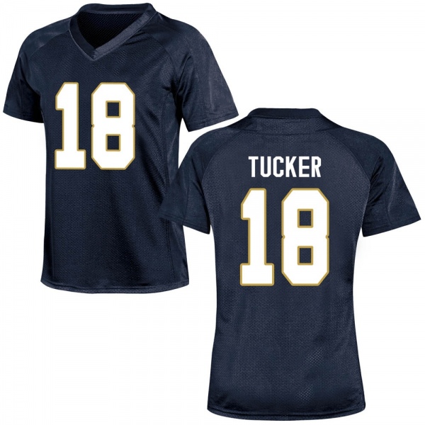 Chance Tucker Notre Dame Fighting Irish NCAA Women's #18 Navy Blue Game College Stitched Football Jersey LGH5255AD